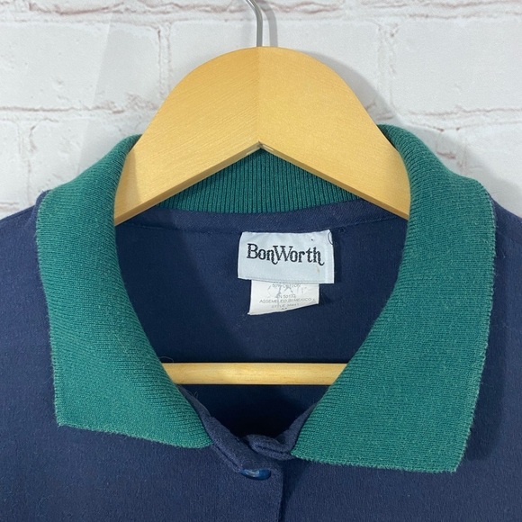 Bon Worth Knit Top Womens Size Medium Blue Christmas Red Cardinal Embroidered - Picture 4 of 8